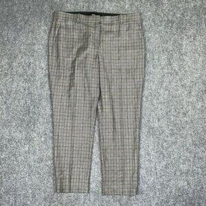 Theory Pants Womens Size 12 Brown Plaid Houndstooth Cropped Academia Preppy